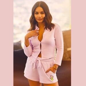 Fabletics Towel Terry Mushroom Shorts Plus Size 1X Pink Vanessa Hudgens Quirky